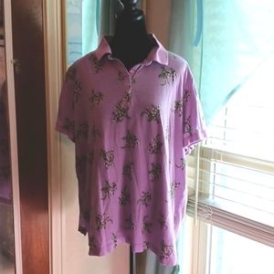 Woman Within lavender polo with violet flower design 2X (26/28)